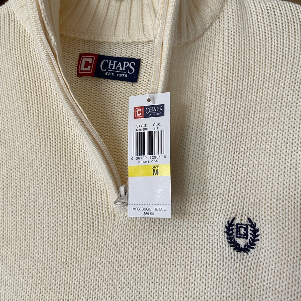 Cream color zip neck. Brand new. Chaps Ralph Lauren